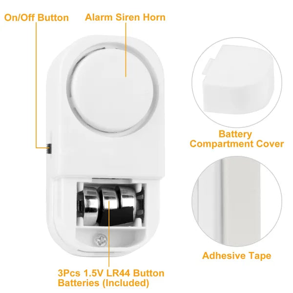 Wireless Door Window Alarm - 90dB Magnetic Sensor Security System | Easy Install for Home Safety