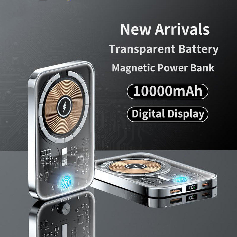 Transparent Magnetic Power Bank - 10000mAh 22.5W Fast Charge