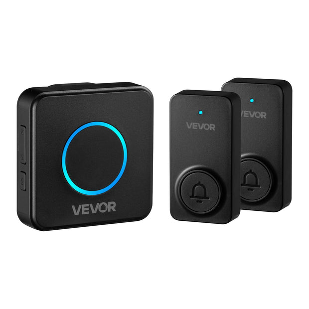 Wireless Doorbell Kit, IP54 Waterproof Door Chime Ranges Up To 1000 Ft, 5 Adjustable Volumes, 48 Ringtones, Easy Installation, Wireless Doorbell Ideal For Home, Doorway, Classroom, Office, Black