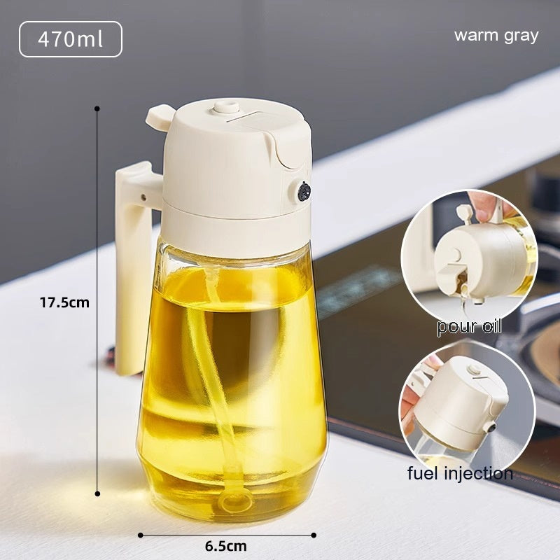 470ML Olive Oil Sprayer Dispenser - 2-in-1 Glass Spray Bottle for Cooking BBQ Air Fryer