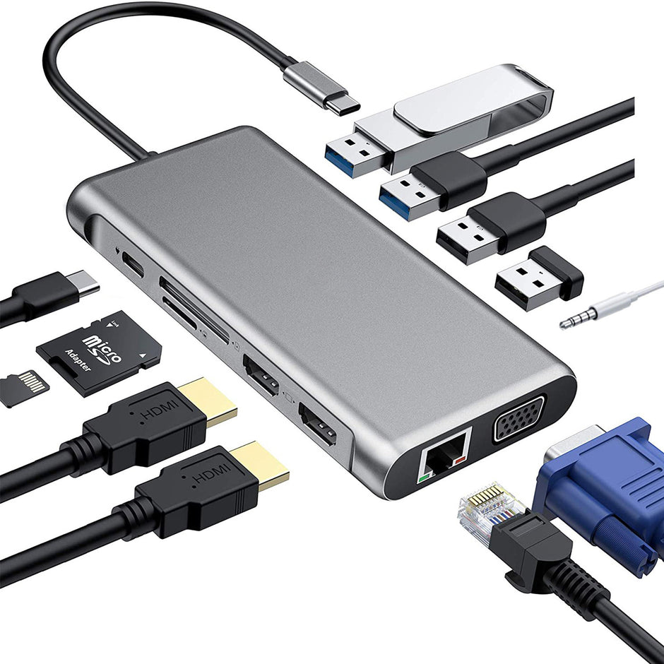 USB-C Docking Station - Multi-Port Hub Adapter for Laptop