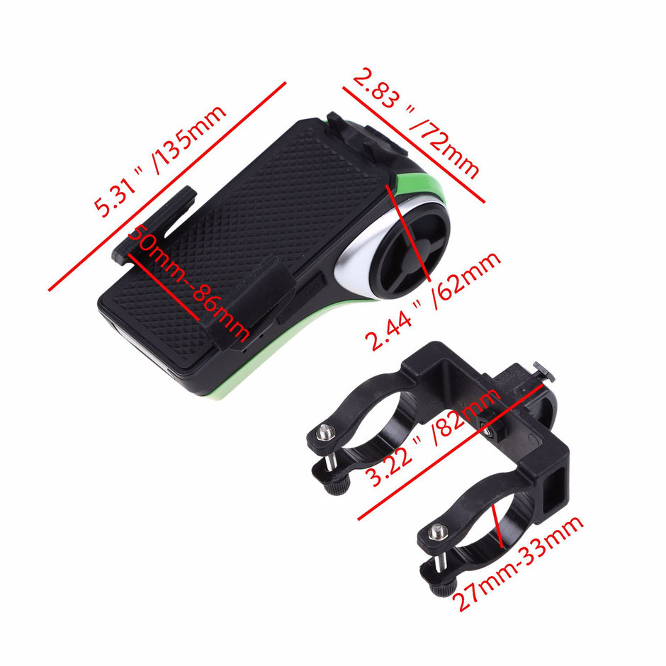 5-in-1 Bicycle Light - LED Light, Bluetooth Speaker, Power Bank & Phone Holder