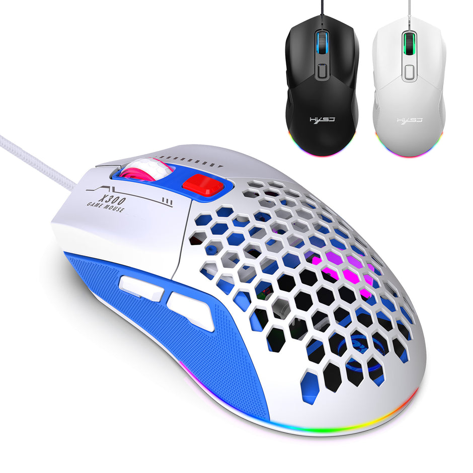 RGB Gaming Mouse - Lightweight Hollow Design Wired E-Sports Mouse with Macro Programming