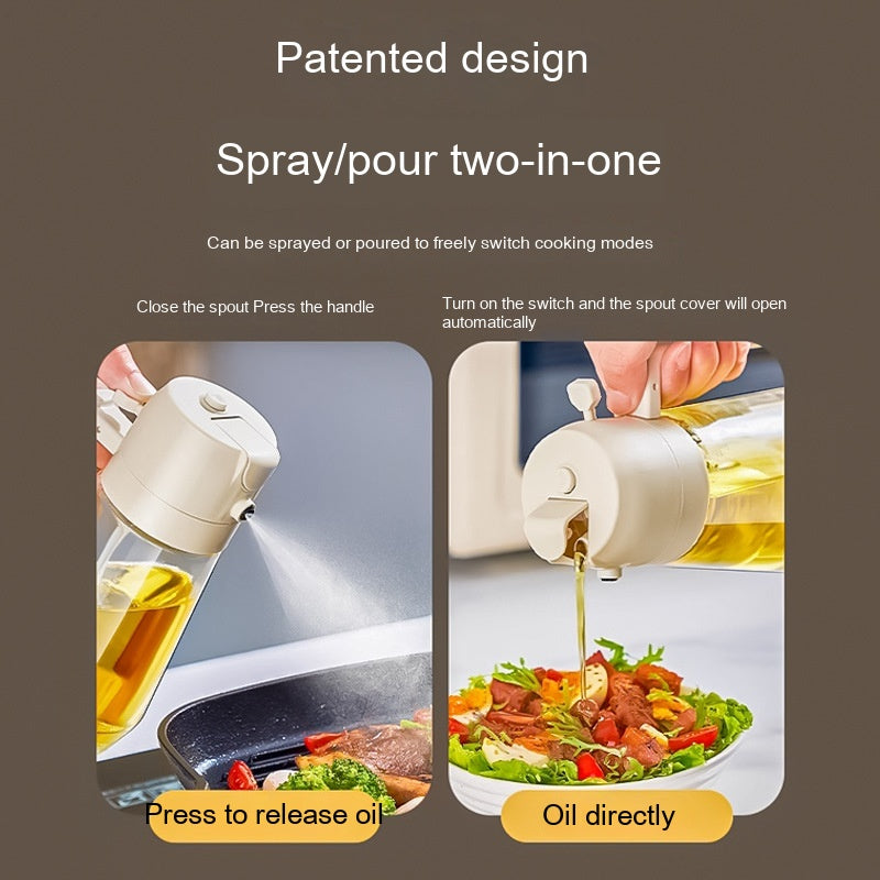470ML Olive Oil Sprayer Dispenser - 2-in-1 Glass Spray Bottle for Cooking BBQ Air Fryer