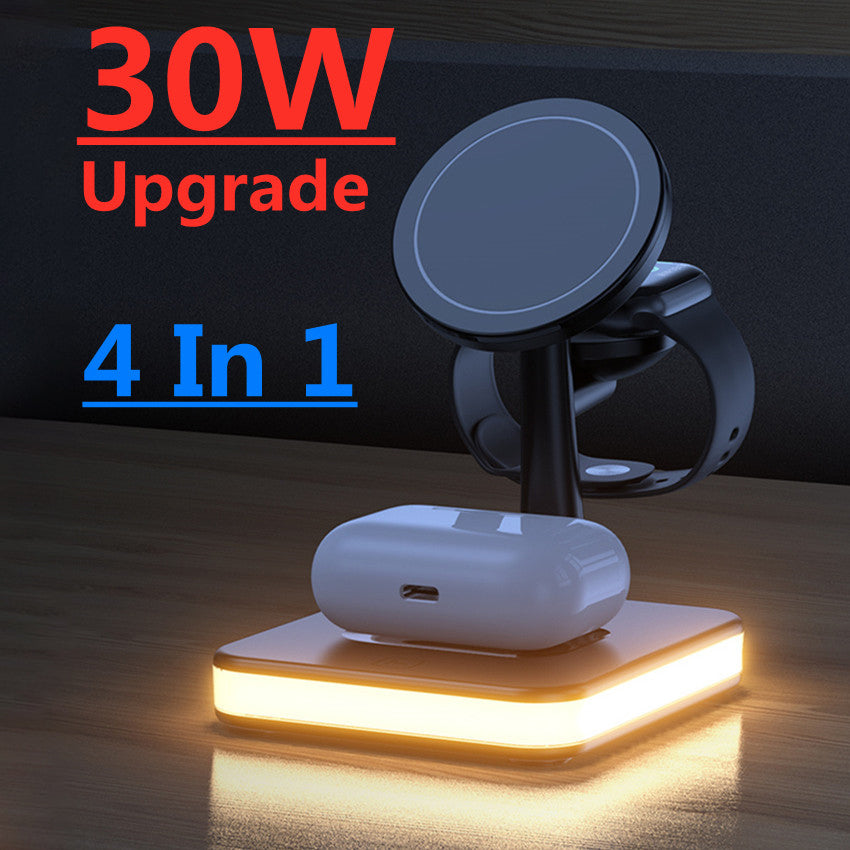 4-in-1 Magnetic Wireless Charger Stand - Fast Charging Dock Station