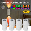Motion Sensor Night Lights 4-Pack - Rechargeable LED with 7 Colors | Magnetic Cabinet & Wall Lights