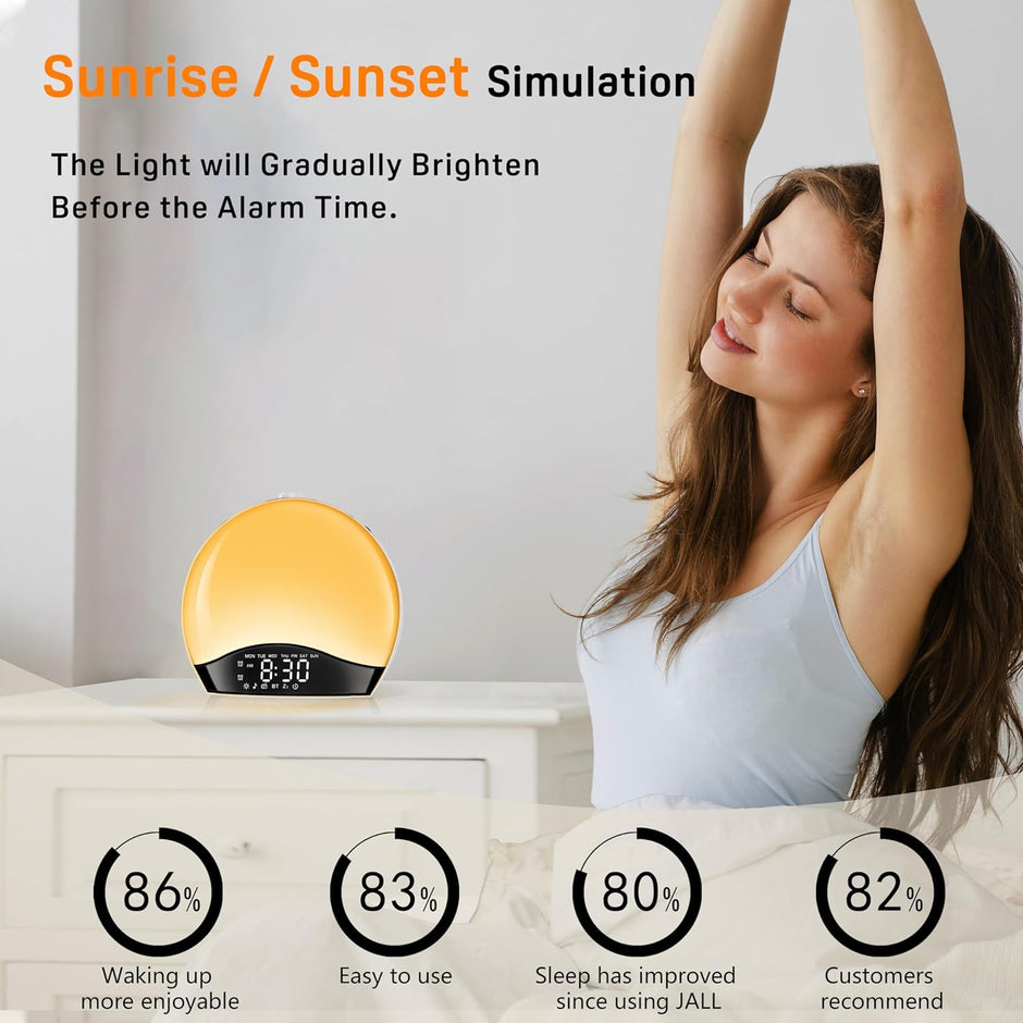 Smart Sunrise Alarm Clock - Bluetooth Wake Up Light with Colors