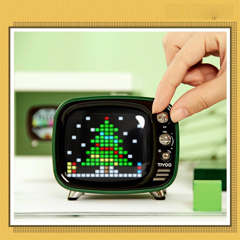 Bluetooth Pixel Alarm Clock Speaker - LED Display with Bass Stereo