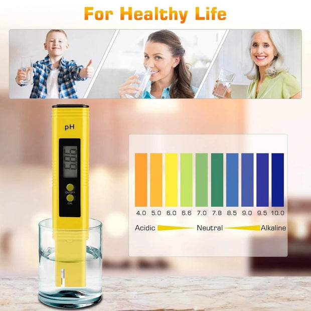 Digital pH Meter 0.01 High Precision Water Quality Tester with Calibration Powder