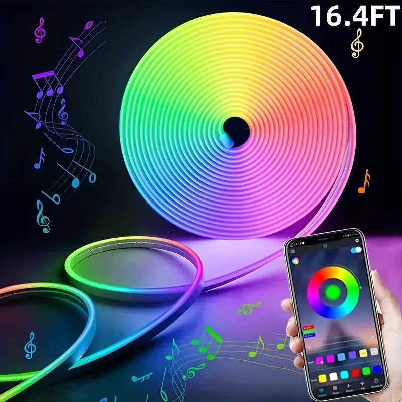 Neon Rope Lights RGB LED - 540 LEDs Bluetooth App Control | IP65 Waterproof Music Sync Strip Lights