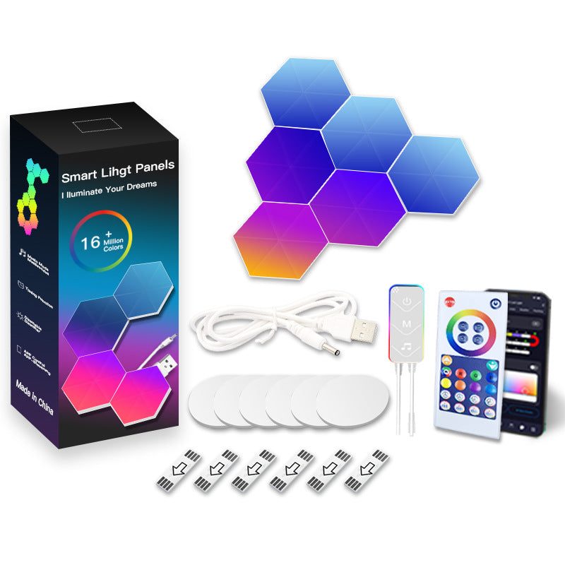 Smart Hexagon LED Lights - Voice & App Control for Gaming Setup