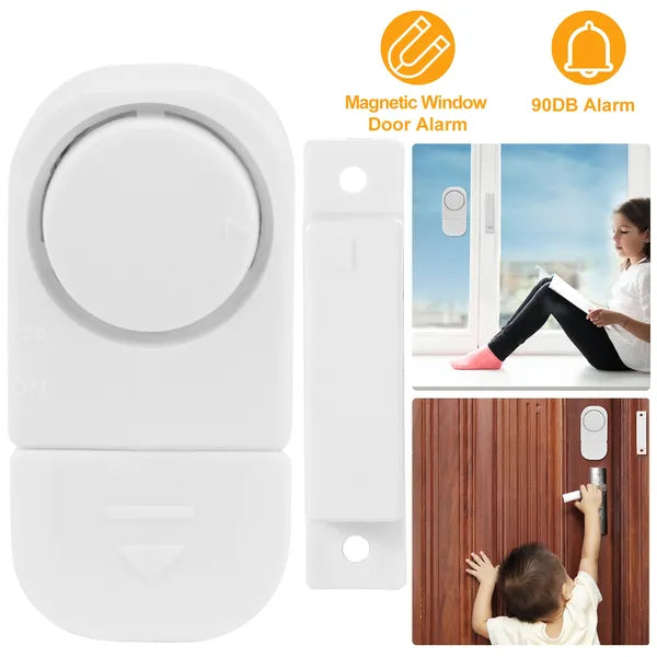 Wireless Door Window Alarm - 90dB Magnetic Sensor Security System | Easy Install for Home Safety
