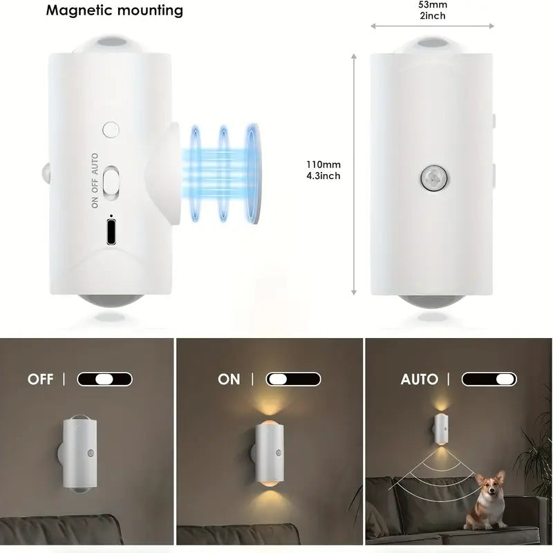 Motion Sensor Night Lights 4-Pack - Rechargeable LED with 7 Colors | Magnetic Cabinet & Wall Lights
