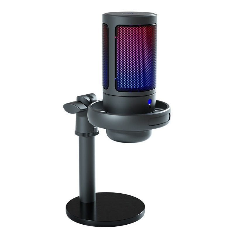 RGB Condenser Microphone - Professional Streaming Mic with Colorful LED Lighting Wired