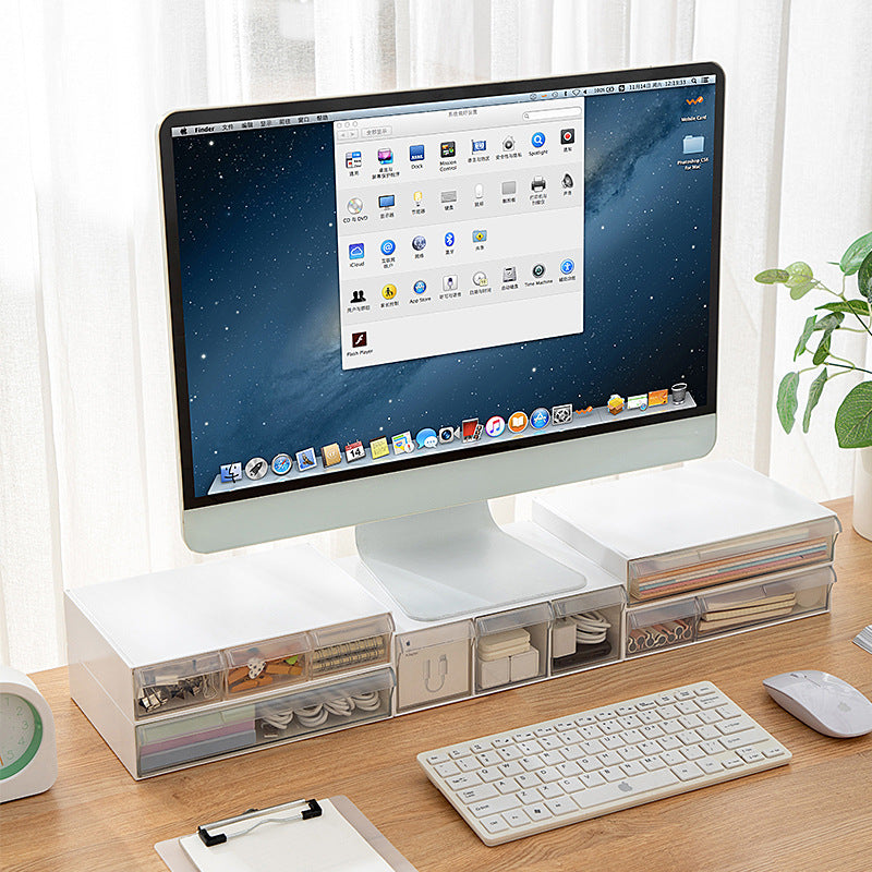 Desktop Monitor Riser with Drawers - Multi-Tier Storage Organizer