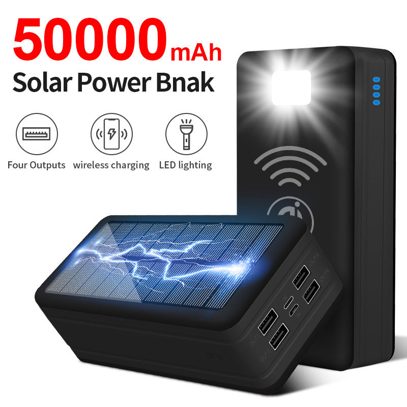 Solar Wireless Power Bank - High Capacity Portable Charger with Solar Panel