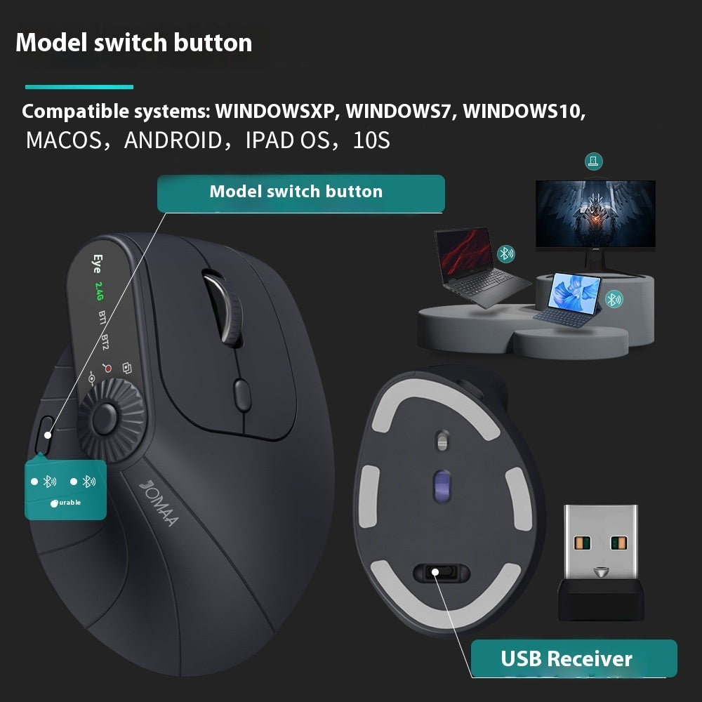 Ergonomic Vertical Mouse - Wireless Bluetooth Rechargeable
