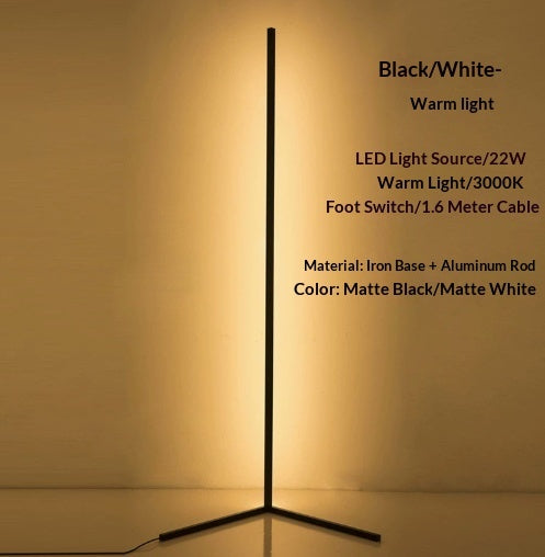 Modern LED Floor Lamp - Minimalist Linear Design for Living Room & Bedroom