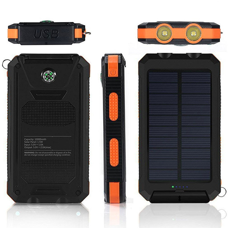 Waterproof Solar Power Bank 20000mAh with Compass - Outdoor Charger