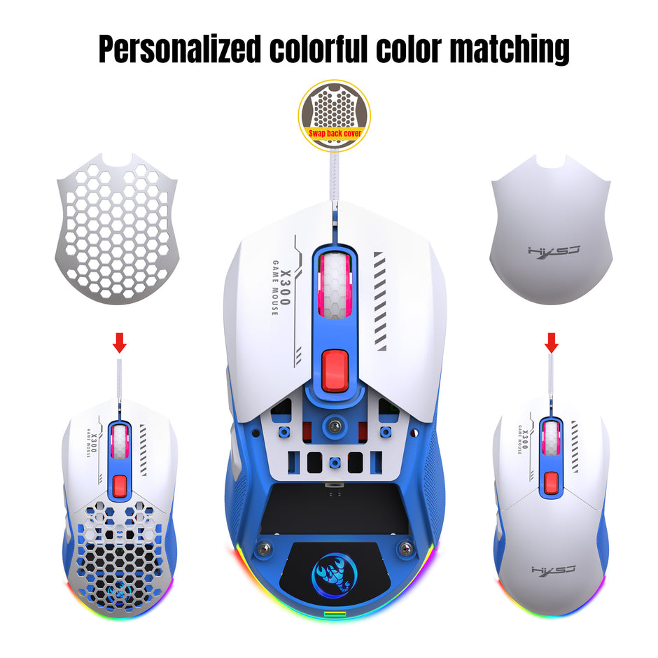 RGB Gaming Mouse - Lightweight Hollow Design Wired E-Sports Mouse with Macro Programming