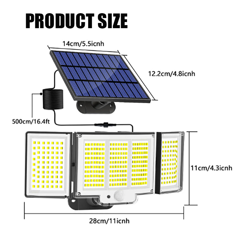 348 LED Solar Motion Sensor Lights Outdoor - 2500LM Waterproof Security Light with Remote | 3 Heads