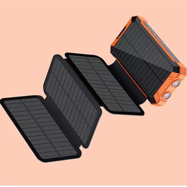 20000mAh Solar Power Bank - Wireless Charging & 4 Built-In Cables