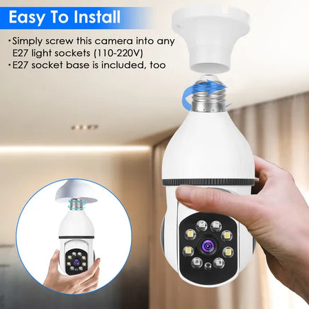 E27 WiFi Bulb Camera - 1080P Pan Tilt Security Camera | Motion Tracking with Floodlight & Siren