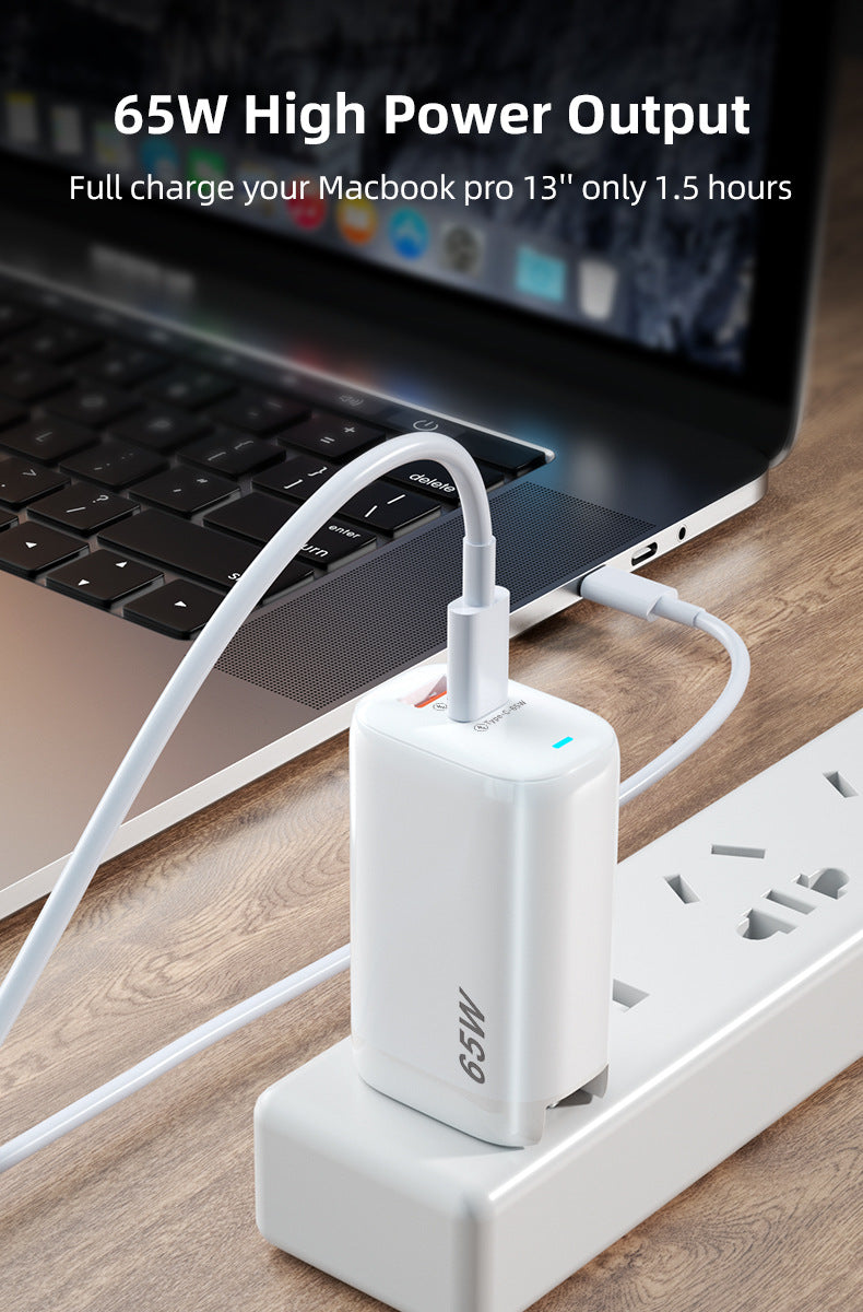 65W GaN Interchangeable Head Fast Charger - QC3.0 Travel Adapter