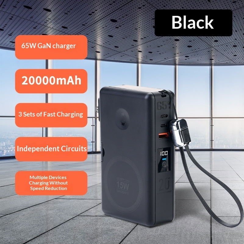 65W GaN Power Bank 20000mAh - Qi2 Magnetic Wireless Charging Station