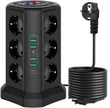 Tower Power Strip with USB - 12-Outlet Surge Protector
