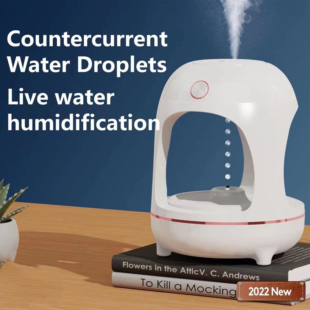 Anti-Gravity Levitating Water Drops Humidifier - LED Fountain Light