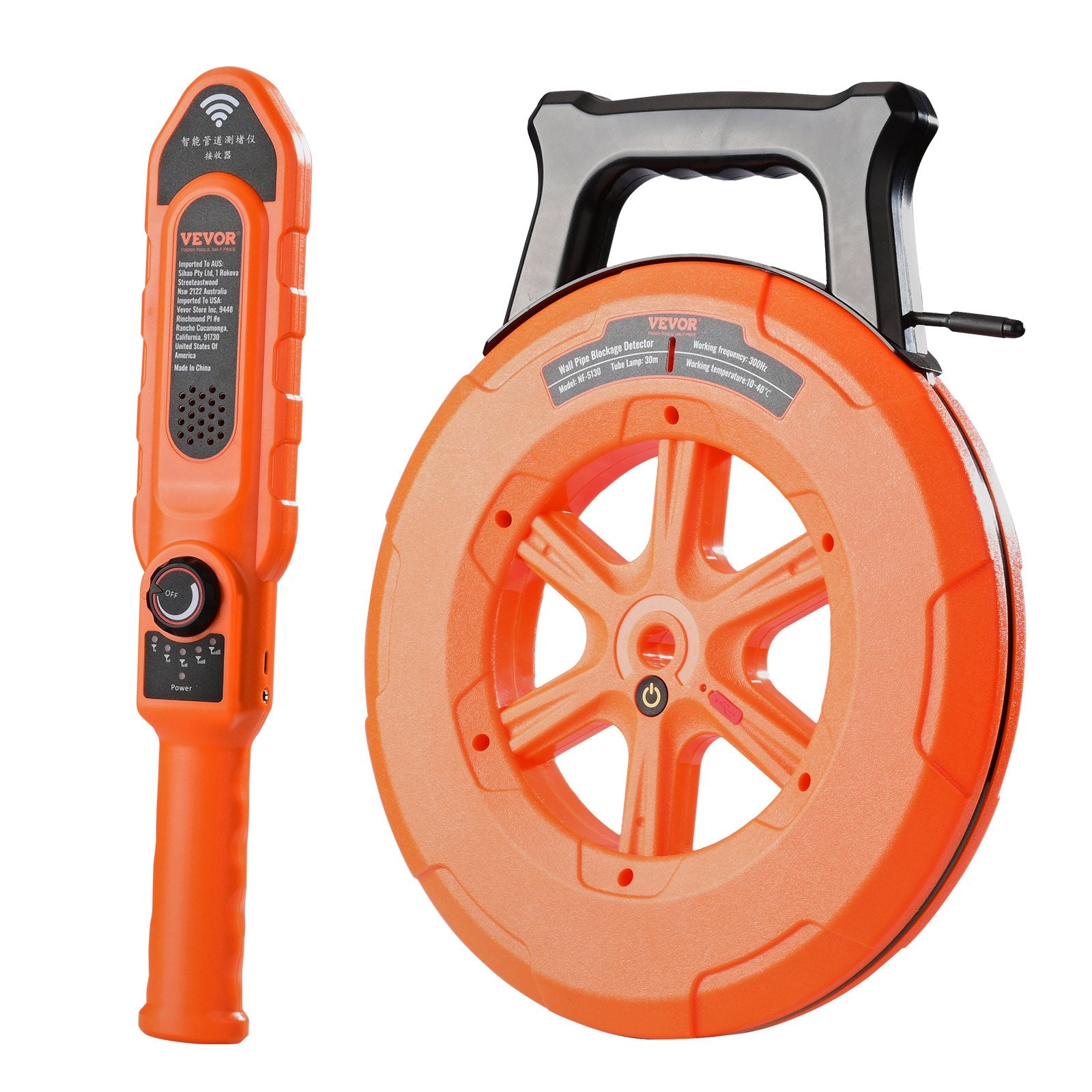 Precision Under-Wall Pipe Blockage Detector - 30m Waterproof Locator for PVC & Metal Pipes