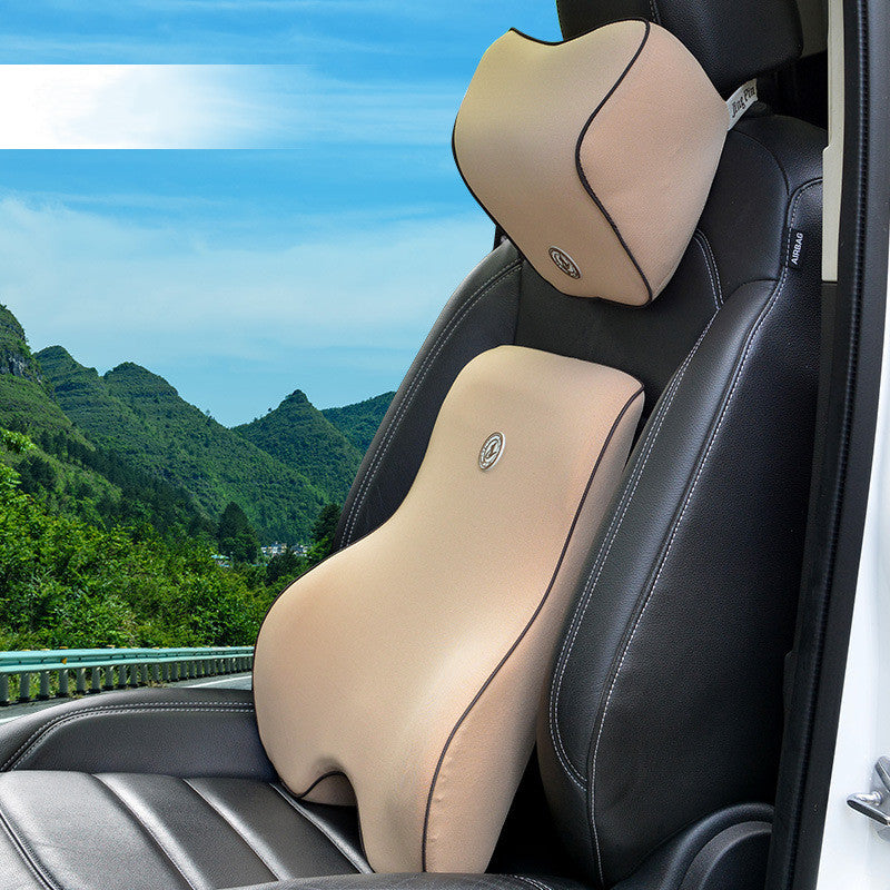 Memory Foam Lumbar Support Set - Headrest & Back Cushion Combo