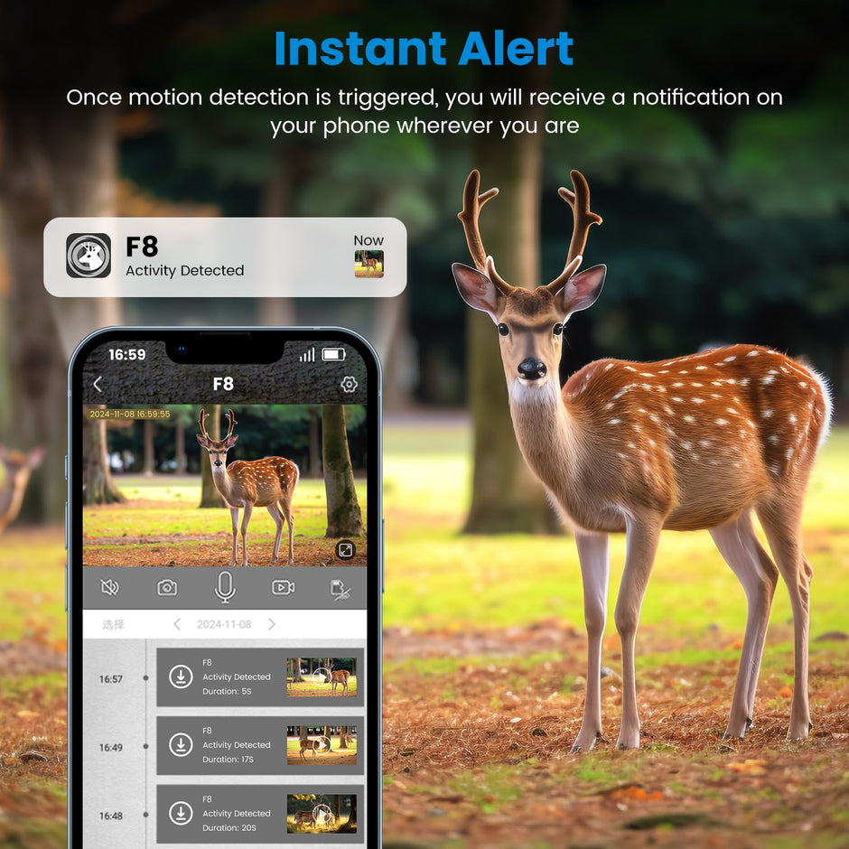 4G Solar Trail Camera - 4K 30FPS Wildlife Camera | No WiFi Needed with SIM Card & App Control