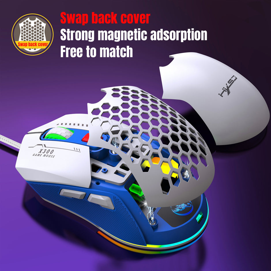 RGB Gaming Mouse - Lightweight Hollow Design Wired E-Sports Mouse with Macro Programming