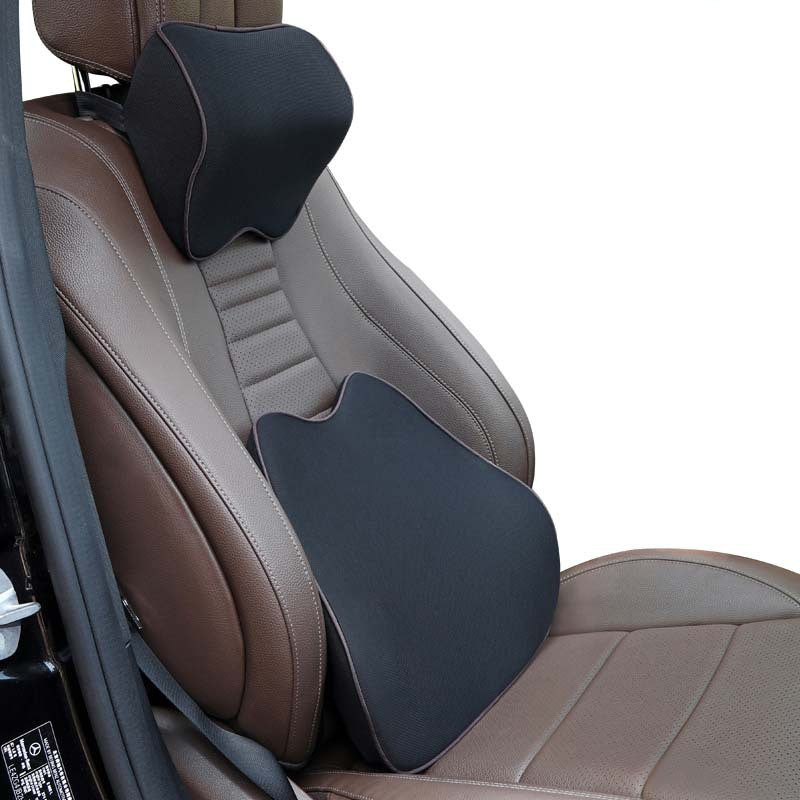 Car Headrest & Lumbar Support Set - Memory Foam Ergonomic Cushion