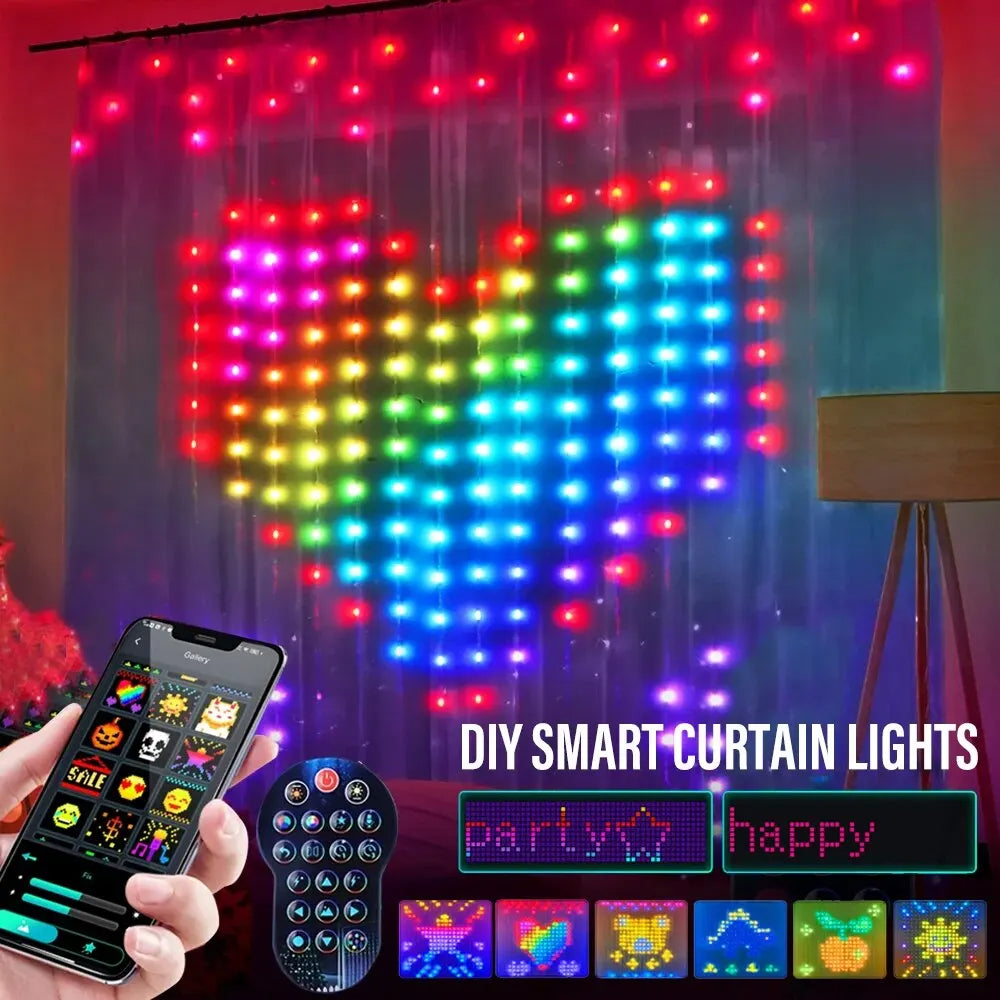 Smart LED RGB Curtain String Lights - 400 LEDs Bluetooth APP Control | Waterproof Christmas Fairy Lights