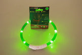 LED Pet Safety Collar - USB Rechargeable Glowing Fiber Optic Collar for Night Walking