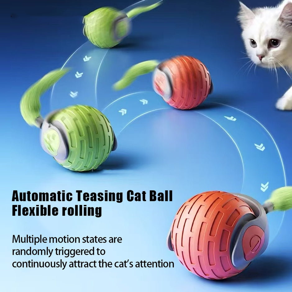 Smart Interactive Cat Toy Ball - USB Rechargeable Auto-Rolling Ball with Intelligent Obstacle Avoidance