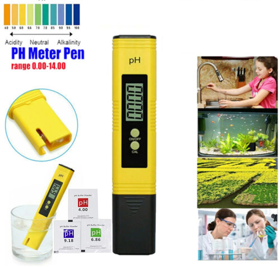 Digital pH Meter 0.01 High Precision Water Quality Tester with Calibration Powder