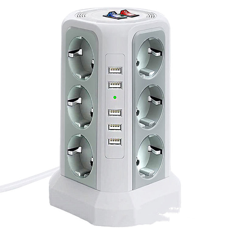 Tower Power Strip with USB - 12-Outlet Surge Protector