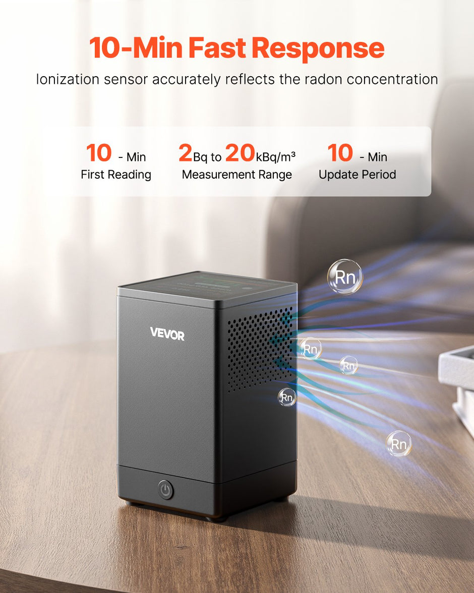 Home Radon Detector - Rechargeable Radon Gas Meter with Color LCD Display | 2-20kBq/m³