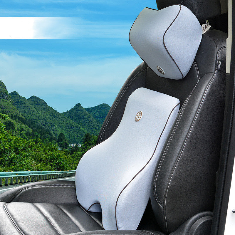 Memory Foam Lumbar Support Set - Headrest & Back Cushion Combo