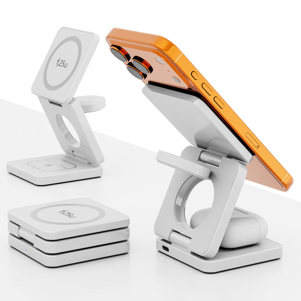 3-in-1 Foldable Wireless Charging Stand - Magnetic Desktop Charger