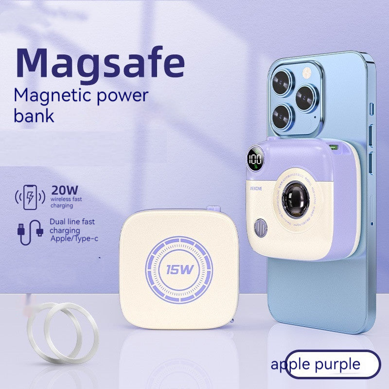 Retro Camera Wireless Power Bank - 10000mAh Magnetic Charger