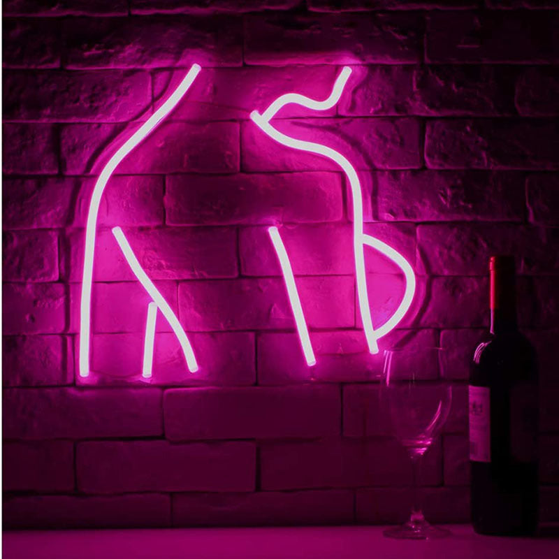 LED Neon Sign - Woman Silhouette Wall Art for Bedroom & Bar