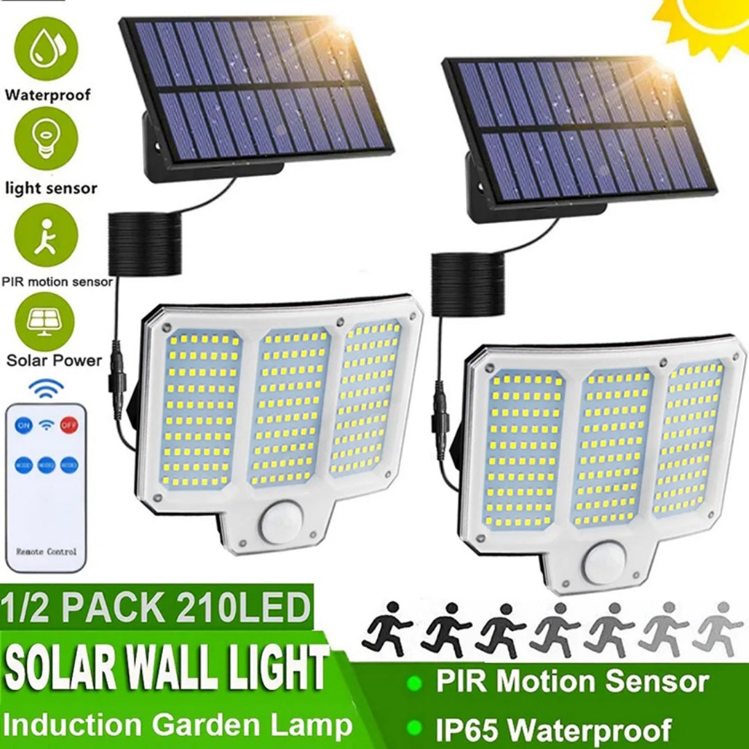 210 LED Solar Motion Sensor Light - Super Bright Outdoor Security Wall Lamp