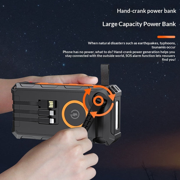 20000mAh Solar Hand Crank Power Bank - Emergency Portable Charger