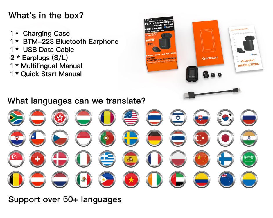 Smart Translation Earbuds - Bluetooth Wireless Instant Language Translator
