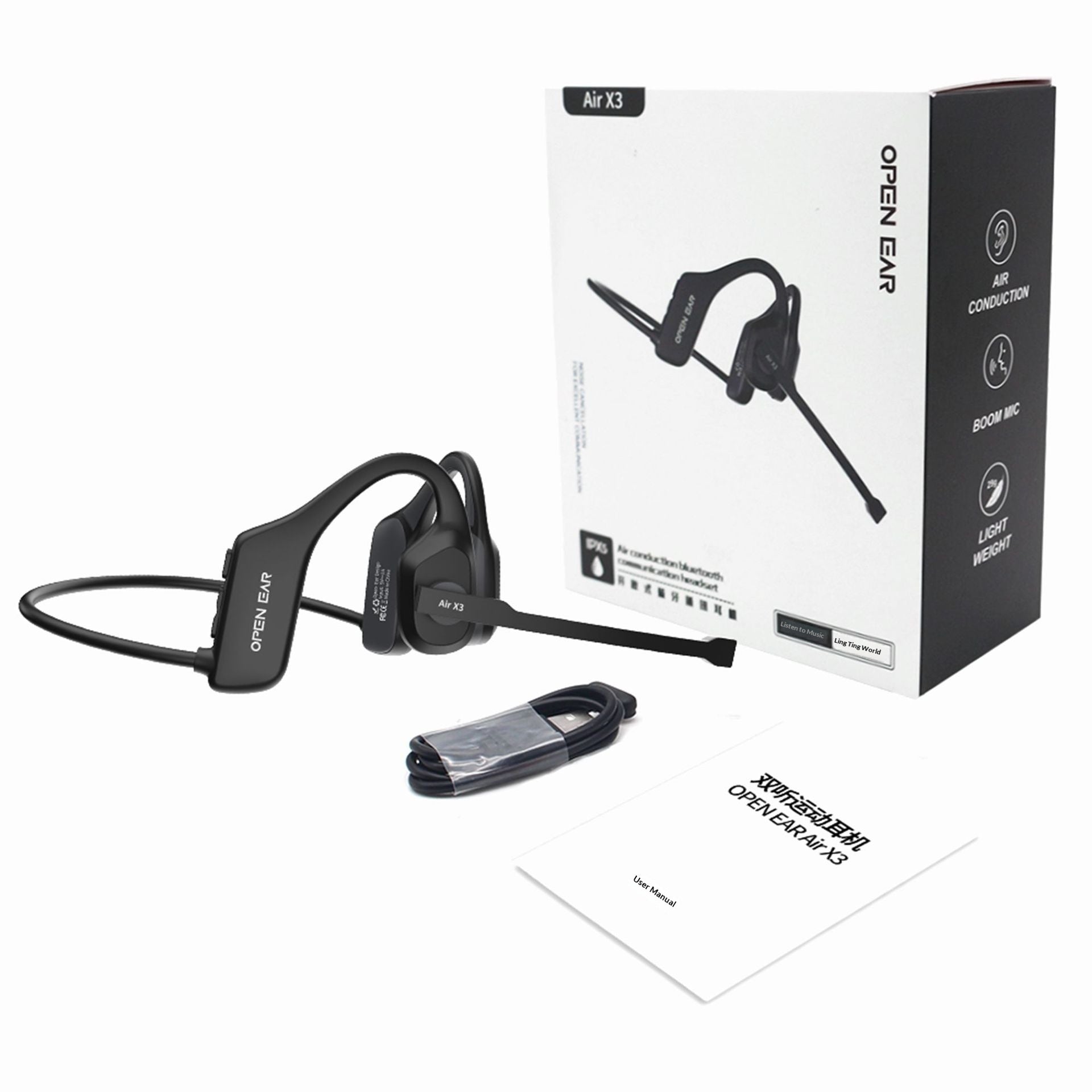 Bone Conduction Headphones - Wireless Open-Ear Bluetooth Headset
